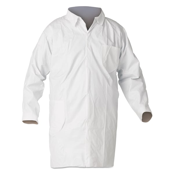 Kleenguard A40 Lab Coat, Microporous Film, Four-Snap Closure Closure, White, Large, 30 PK KCC 44453 - main